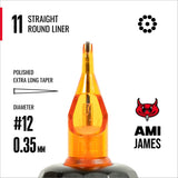 CAM x AMI JAMES(艾米·詹姆斯) 圓形直式標準割線卡針 - 12號（0.35毫米)每盒20支卡針
