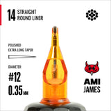 CAM x AMI JAMES(艾米·詹姆斯) 圓形直式標準割線卡針 - 12號（0.35毫米)每盒20支卡針