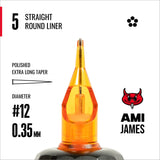 CAM x AMI JAMES(艾米·詹姆斯) 圓形直式標準割線卡針 - 12號（0.35毫米)每盒20支卡針