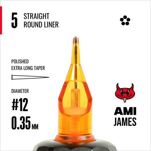 CAM x AMI JAMES(艾米·詹姆斯) 圓形直式標準割線卡針 - 12號（0.35毫米)每盒20支卡針