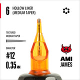CAM x AMI JAMES(艾米·詹姆斯) 空心圓形割線卡針- 12號（0.35毫米)每盒20支卡針