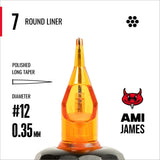 CAM x AMI JAMES(艾米·詹姆斯) 圓形收緊標準割線卡針 - 12號（0.35毫米)每盒20支卡針