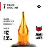 CAM x AMI JAMES(艾米·詹姆斯) 圓形直式標準割線卡針 - 12號（0.35毫米)每盒20支卡針