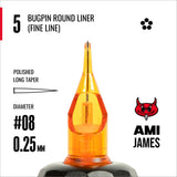 CAM x AMI JAMES(艾米·詹姆斯) 圓形超微針收緊割線卡針 - 8號（0.25毫米)每盒20支卡針