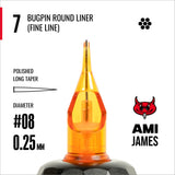 CAM x AMI JAMES(艾米·詹姆斯) 圓形超微針收緊割線卡針 - 8號（0.25毫米)每盒20支卡針