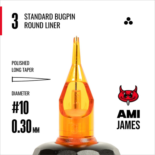 CAM x AMI JAMES(艾米·詹姆斯) 圓形微針收緊割線卡針 - 10號（0.30毫米)每盒20支卡針
